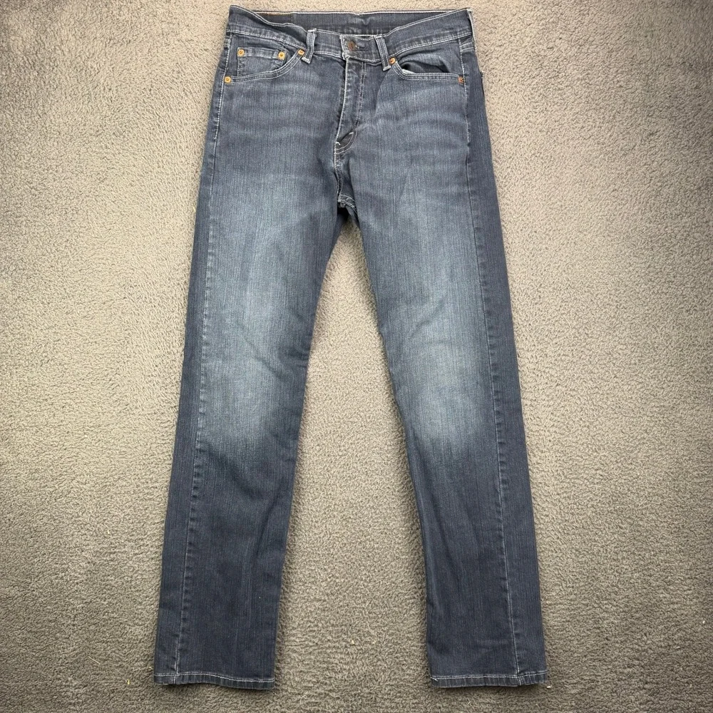 Levis 505 Regular Fit Jeans Mens 30x32 Dark Wash Blue Denim Stretch 00505-1563